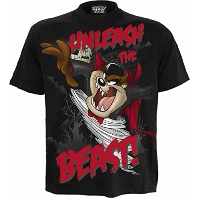 Afbeelding van Spiral Taz Unleash The Beast T shirt met print op de voorkant Zwart, S