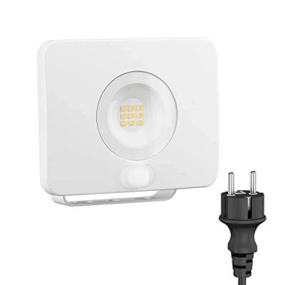 Afbeelding van ledscom.de LED tuinspot WEGA voor buiten, IP44, bewegingsmelder, stekker, 11,7 W, 951lm, warm wit, wandlamp, buitenspot, tuinlamp, wandspot, 230v, wand