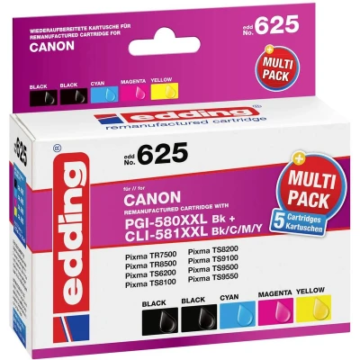 Afbeelding van Edding Inktcartridge vervangt Canon PGI 580PGBK XXL, CLI 581C 581M 581Y XXL Compatibel Combipack Zwart, cyaan, magenta, geel EDD 625 18