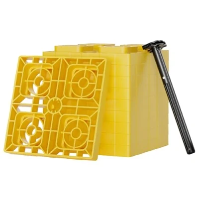 Afbeelding van Wiltec onderlegplaten caravan set 10 stuks tot max. 13,5 t stapelhoogte 11,4 cm, wielblokken voor camper leveller