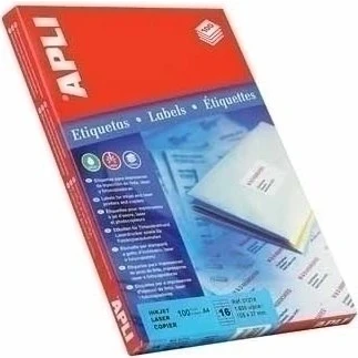 Afbeelding van Apli witte etiketten ft 105 x 35 mm (b h), 1.600 stuks, 16 per blad