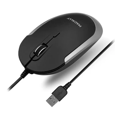 Afbeelding van Macally Stille bedrade muis Slanke en compacte USB voor Apple Mac of Windows PC Laptop/Desktop Ontworpen met optische sensor DPI schakelaar Eenvoudige comfortabele