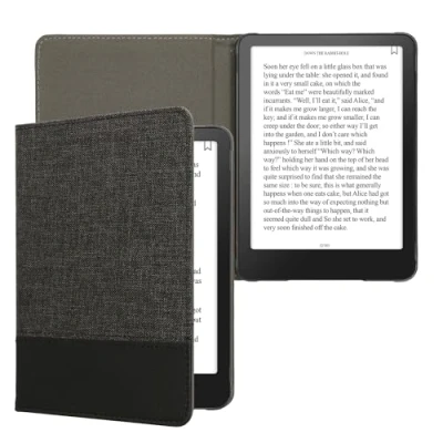 Afbeelding van kwmobile hoes geschikt Voor Amazon Kindle Paperwhite (12. Gen 2024) / Colorsoft Canvas beschermhoes in antraciet zwart e reader