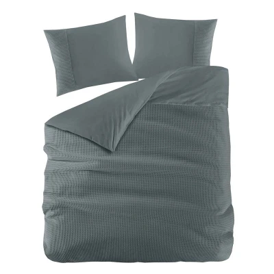 Afbeelding van Dekbedovertrek Papillon Mendoza Waffle Donkergroen Percal 240 x 200 / 220 cm Lits Jumeaux