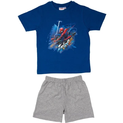 Afbeelding van Marvel Spiderman Pyjama / Shortama Blauw/Grijs Katoen Maat 134/140