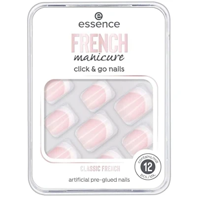 Afbeelding van False Nails Essence Click &amp; Go 01 classic French manicure 12 Units