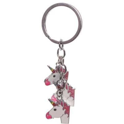Afbeelding van sleutelhanger 3x unicorn eenhoorn regenboog metaal rainbow uitdeelcadeau