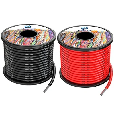 Afbeelding van 10awg 5,3 mm² siliconen elektrische draadkabel 2 x 8 meter zuurstofvrij hoge temperatuur bestendige gedraaide vertind koperdraad