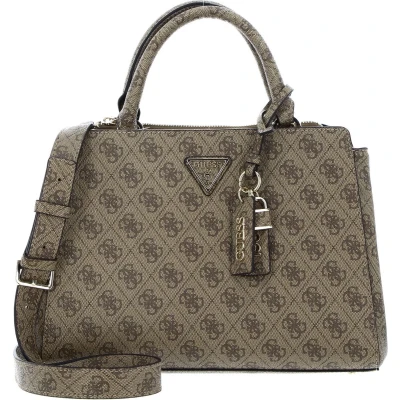 Afbeelding van GUESS Handtas Schoudertas Eco Elements Girlfriend Satchel Latte Logo Lichtbruin