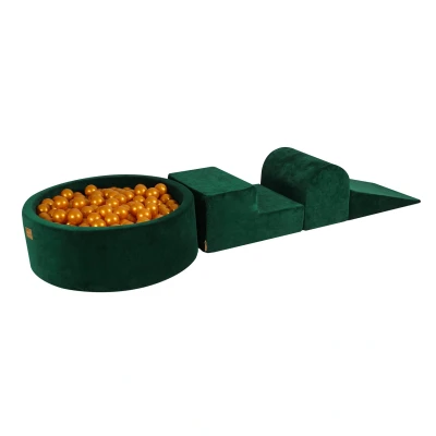 Afbeelding van Foam Speelset incl XL Ballenbak 90x30 Donker Groen Ballenbakje.nl Goud Beige Wit Transparant