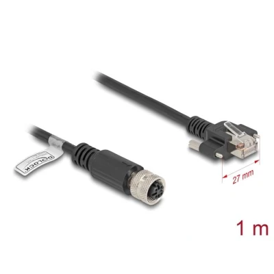Afbeelding van Delock M12 Kabel D kodiert 4 Pin Buchse zu RJ45 Stecker mit Schrauben