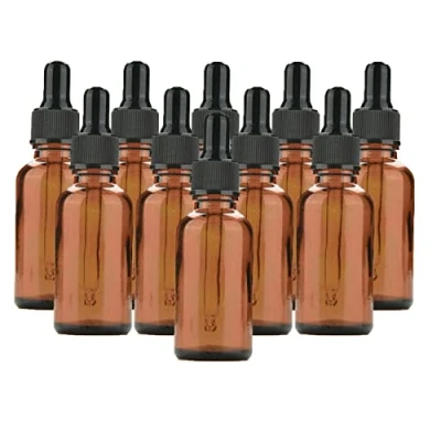 Afbeelding van SKYPRO 10 Stks Amber Glas Druppelflesjes Met Zwarte Caps, 30ML Oogdruppelaar Flessen voor Etherische Oliepipet Hervulbaar
