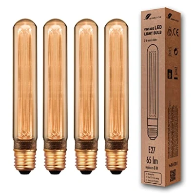 Afbeelding van 4x greenandco® Vintage Design LED lamp in retro stijl voor sfeerverlichting E27 T30 Edison lamp, 2W 65lm 1800K extra warm wit 320 230V flikkervrij, niet dimbaar