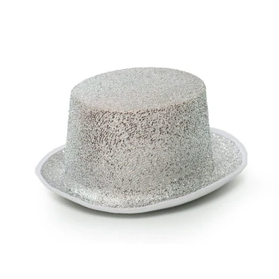 Afbeelding van Partychimp Glitterhoed Carnaval Accessoires voor bij Carnavalskleding Dames Heren Verkleedkleren Volwassenen Polyester Zilver One size