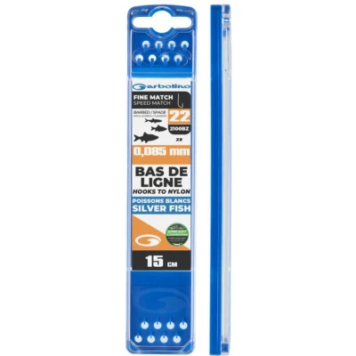 Afbeelding van Garbolino Hooks to Nylon Competition Fine Speed Match 15cm (8 pcs) Maat : Haak 20 (2100BZ) 0.085mm Super Soft