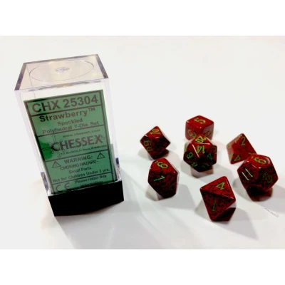 Afbeelding van Chessex dobbelstenen set, 7 polydice, Speckled Strawberry