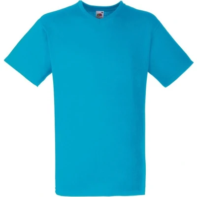Afbeelding van Fruit Of The Loom Heren Valuegewicht V hals, T shirt met korte mouwen. (Azure Blauw)