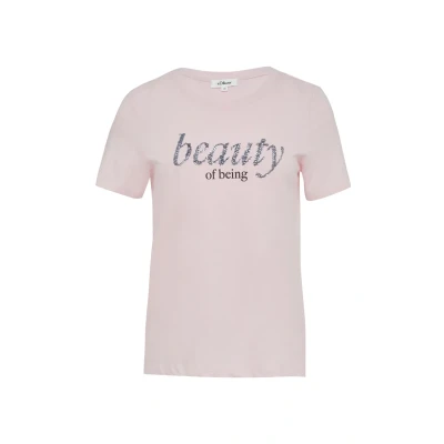 Afbeelding van s.Oliver Lettres ET Sequins Tshirt print, Dames, Maat: 32, Zartrosa