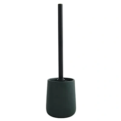 Afbeelding van MSV Toiletborstel in houder/wc borstel Malmo keramiek/rvs donkergroen/zwart 39 x 10 cm Toiletborstels
