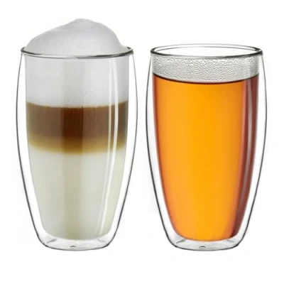 Afbeelding van Creano dubbelwandig thermoglas 250 ml “DG SH, groot glas van borosilicaatglas, dubbelwandige koffieglazen, theeglazen, latteglazen, set 2 stuks