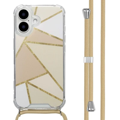 Afbeelding van imoshion Hoesje Geschikt voor iPhone 16 Design met Koord Beige Graphic