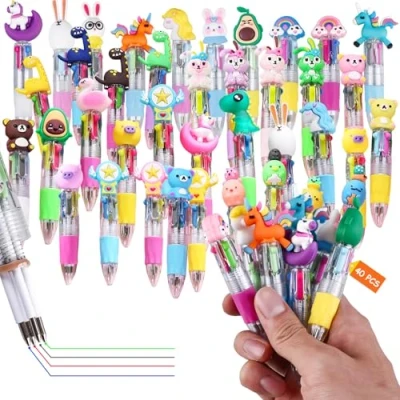 Afbeelding van 40 stuks intrekbare balpen, 4 in 1 dierenbalpen, 0,7 mm meerkleurige mini veelkleurige pennen, pennen voor kantoor, school, schoolbenodigdheden, kindercadeau