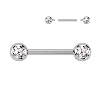 Afbeelding van Piercing titanium steen rond wit 12mm