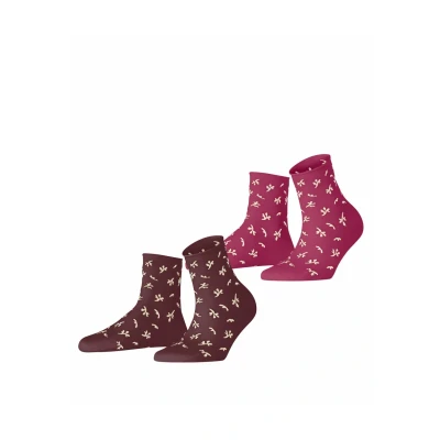 Afbeelding van ESPRIT Dames Sokken Twig W Sso katoen gedessineerd 2 paar, Rood Tibetan Red Cerise 0110, 39 42