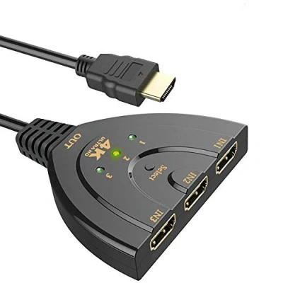 Afbeelding van HDMI Switch, 4K Switcher 3 in 1 uitgang en pigtail kabel, Auto verdeler, UHD HDR 3D Full HD, 1080p HDCP, splitter met kabel voor HDTV PS4 Xbox One Roku Apple TV