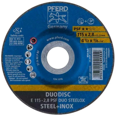 Afbeelding van PFERD 62011620 E 115 2,8 PSF DUO STEELOX Afbraamschijf gebogen Diameter mm Boordiameter 22.23 RVS, Staal, IJzerslag 10 stuk(s)
