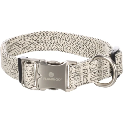 Afbeelding van Flamingo Lago Hondenhalsband, wit/zwart, L 45 65 cm, 25 mm, traploos verstelbaar, klikgesp en ring voor riem, verchroomd