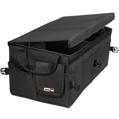Afbeelding van Upgrade4cars Premium kofferbakorganizer met deksel en klittenband, groot, opvouwbaar antislip, voor winkelen, vakantie, orde, universele XXL vouwbox, auto accessoires, gadget