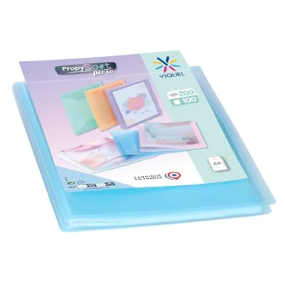 Afbeelding van Viquel A4 showmap voor 200 pagina&#039;s Aanpasbare documentenmap 100 gladde kwaliteitshoezen Pastel blauw