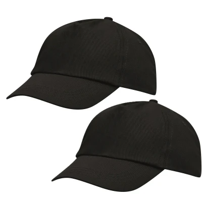 Afbeelding van Zwarte baseballcap 5 panel voor volwassenen met klittenbandsluiting 10 stuks