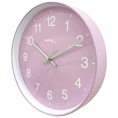 Afbeelding van Technoline WT7530 analoge wandklok zonder tikken, kwarts, 25cm, roze/wit