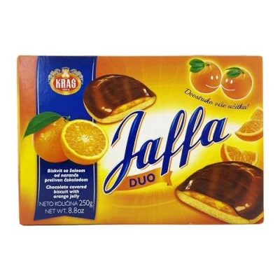 Afbeelding van Jaffa Duo Orange Jelly &amp; Chocolate Covered Biscuits 250g Twin Pack Rich Cocoa, Real Juice, 52% Cocoa Coating Cakes, Multiple Sizes 125g, and (250 G, 3 PCS)