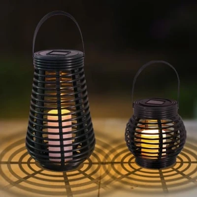 Afbeelding van LQWELL Zonnelampen Voor Buitentuinen, Waterdichte Zonnelantaarns, Rotan Buitentuinverlichting, Warm Wit, Set Van 2 Tuin, Kamer, Feestfestivaldecoratie