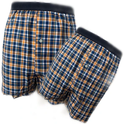Afbeelding van Embrator 2 stuks mannen Boxershorts geweven katoen kobalt/oranje 3XL