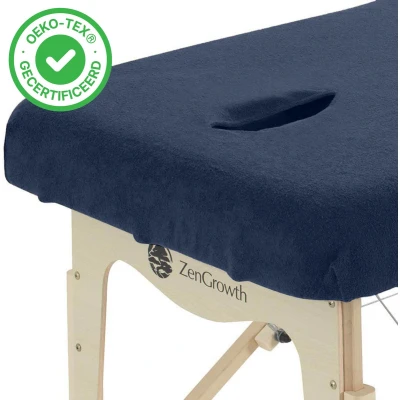 Afbeelding van ZenGrowth Hoeslaken Massagetafel Marineblauw, Met uitsparing, 280gr/m², 192cm x 63 71cm, Badstof