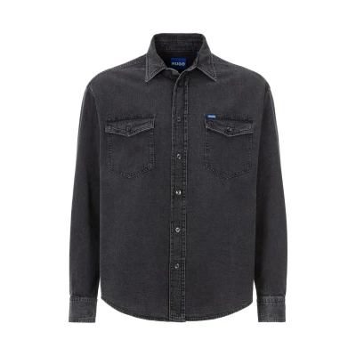 Afbeelding van HUGO Ebino Overhemd, Heren, Maat: Large, Dark grey