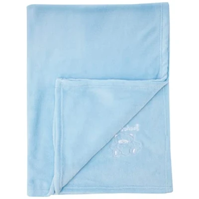 Afbeelding van Playshoes Fleecedeken voor baby&#039;s en kinderen, veelzijdig bruikbare knuffeldeken jongens meisjes, met beerborduursel, blauw, 100 x 150 cm