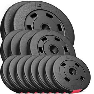 Afbeelding van Hop Sport 30 kg Halterschijven Set, Kunststof, mm boring, Gewichtsschijven voor effectieve training in je Homegym, Gewichten 2x5 kg, 4x2,5 8x1,25