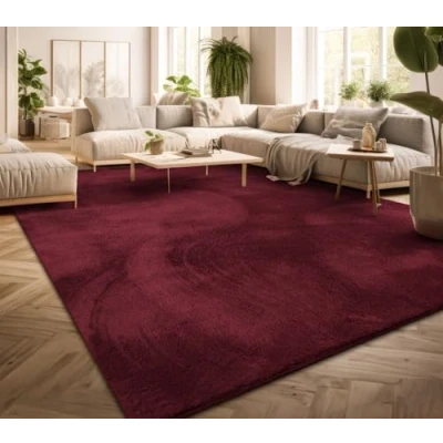 Afbeelding van Vloerkleed Woonkamer Laagpolig Eenkleurig Modern Design Wasbaar Geel Gold, Kleur: Rood, Maat:120x170 cm