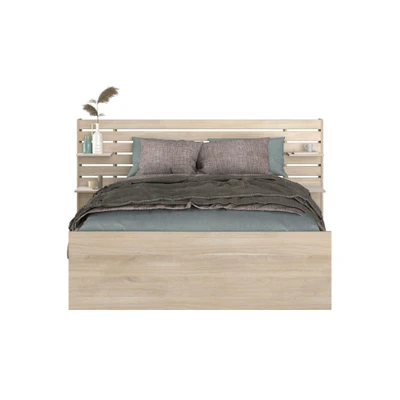 Afbeelding van Leen Bakker Bed Evi Eikenkleur 140x200cm Bedden Beige Spaanplaat