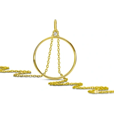 Afbeelding van Miore Gouden Diamant Ketting met Hanger Dames 14 karaat Goud Conflictvrije Diamanten Halsketting Handgemaakte Hoogwaardige Sieraden