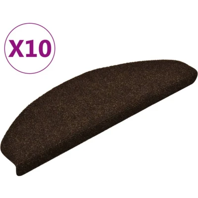 Afbeelding van vidaXL Trapmatten zelfklevend 10 st 65x21x4 cm naaldvilt bruin