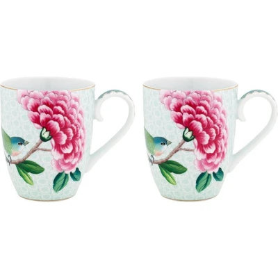Afbeelding van Mok Pip Studio Blushing Birds White 350 ml (Set van 2)
