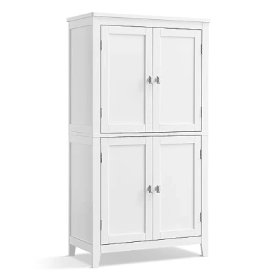 Afbeelding van VASAGLE Badkamerkast, opbergkast, keukenkast met 4 deuren, verstelbare planken, 30 x 60 110 cm, wit BBC552P31