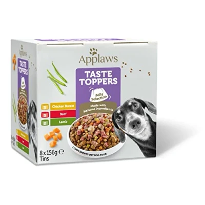 Afbeelding van 8x156g Applaws Taste Toppers smaakmix in gelei hondenvoer nat