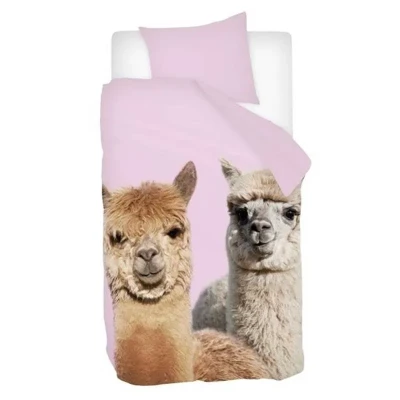Afbeelding van Snoozing Alpacas Flanel Dekbedovertrek Eenpersoons 140x200/220 cm Multi kleur